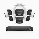 H1200 - 4K 12MP 8 Kanal PoE Überwachungskamera-Set mit 8 Kameras, Farbe & IR Nachtsicht, Erkennung von Menschen & Fahrzeugen, H.265+, Eingebautes Mikrofon, Max. 512 GB lokaler Speicher, IP67